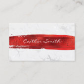 Roter Pinselstrich Silberner weißer Foil-Marmor Visitenkarte (Vorderseite)