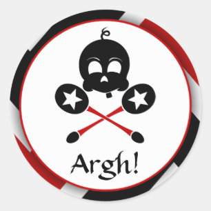 Roter Piraten-Baby-Schädel u. Runder Aufkleber