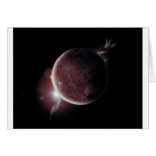 roter Planet im Universum mit Aura und Sternen