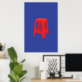 Roter Plastik Hocker Druck Poster (Heimbüro)