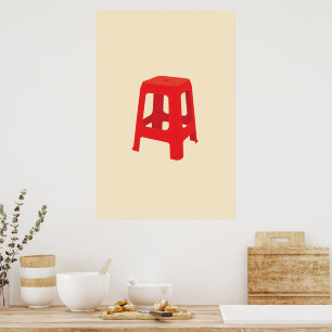 Roter Plastik-Hocker-Druck  Poster