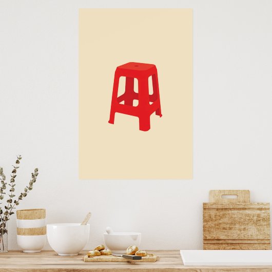 Roter Plastik-Hocker-Druck  Poster (Küche)