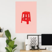 Roter Plastik-Hocker-Druck Poster (Heimbüro)