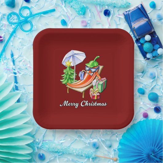 Roter Platz Frohe Weihnachts-scharfe Pfeffer Pappteller (Party)