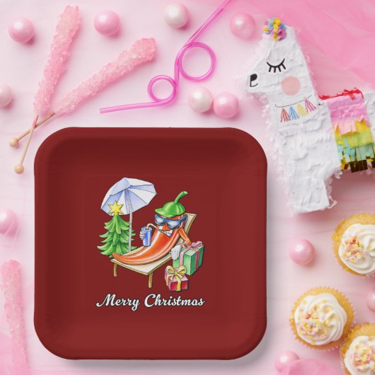 Roter Platz Frohe Weihnachts-scharfe Pfeffer Pappteller (Party)