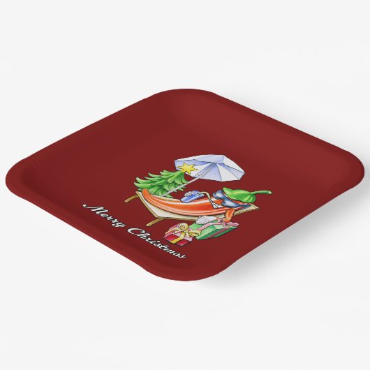 Roter Platz Frohe Weihnachts-scharfe Pfeffer Pappteller (Gewinkelt)