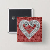 Roter Platz Liebe Diamond Herztasten Button (Vorne & Hinten)