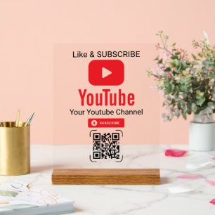 Roter Play-Button YouTube-Kanal-QR-Code Acrylschild