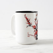 Roter Plum Blossom Zweifarbige Tasse (Vorderseite Links)