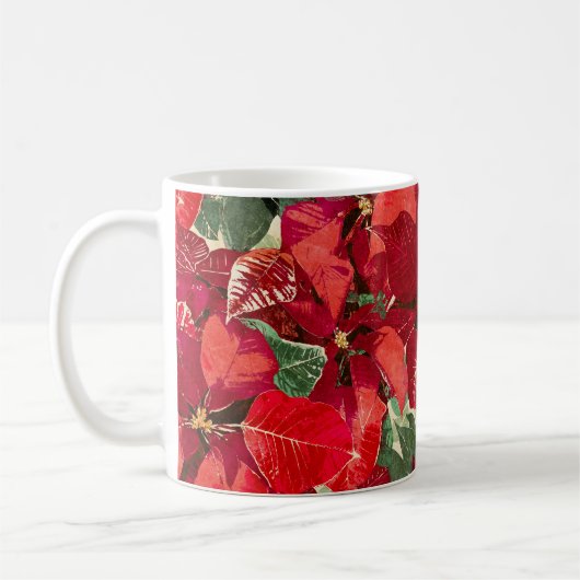 Roter Poinsettia-Feiertag Kaffeetasse (Links)