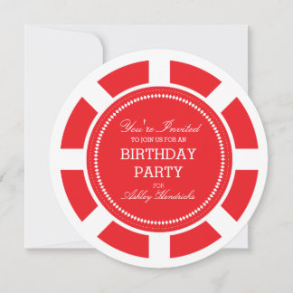 Roter Poker Chip Geburtstagsparty Einladung