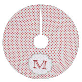 Roter Polka Dot Print Monogram Urspinnhemd Polyester Weihnachtsbaumdecke (Vorderseite)