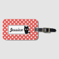 Roter Polka-Punkt und schwarze Katze
