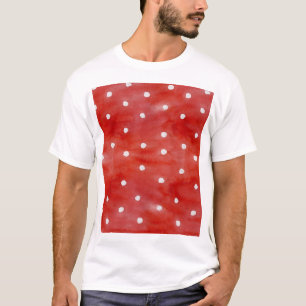 Roter Polka Punkt, Wasserfarben nahtloses Muster. T-Shirt