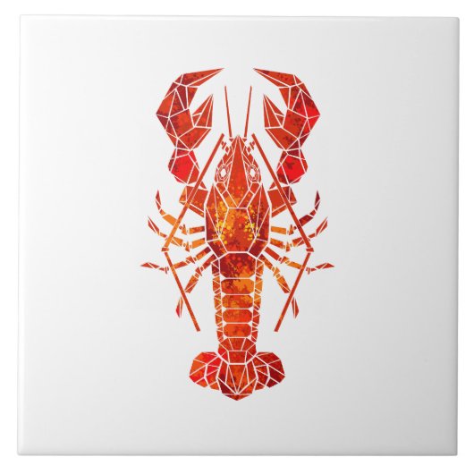 Roter polygonal Hummer Fliese (Vorderseite)