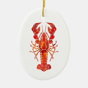 Roter polygonal Hummer Keramik Ornament