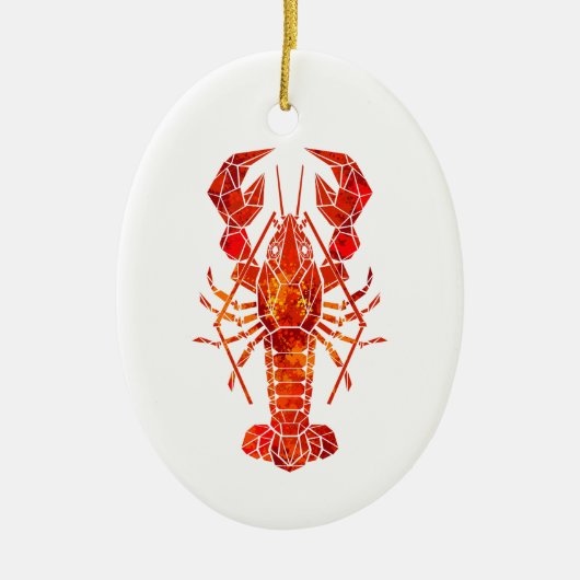 Roter polygonal Hummer Keramik Ornament (Vorne)