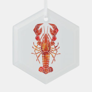 Roter polygonal Hummer Ornament Aus Glas
