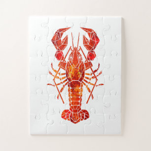 Roter polygonal Hummer Puzzle
