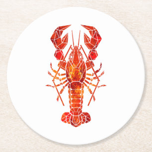 Roter polygonal Hummer Runder Pappuntersetzer