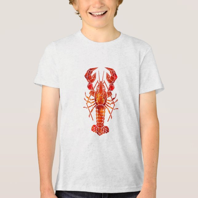 Roter polygonal Hummer Tri-Blend Shirt (Vorderseite)
