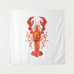 Roter polygonal Hummer Wandteppich