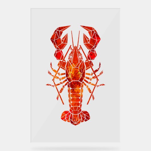 Roter polygonaler Hummer Acrylschild (Vorderseite)