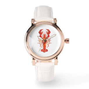 Roter polygonaler Hummer Armbanduhr