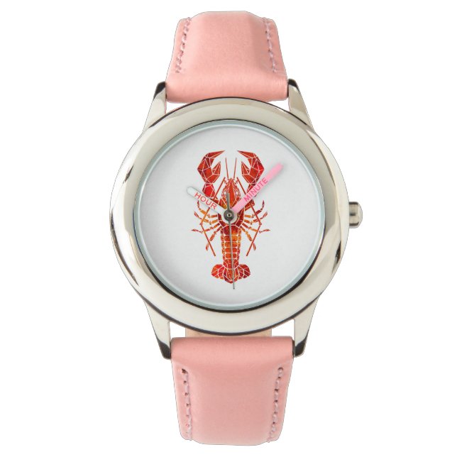 Roter polygonaler Hummer Armbanduhr (Vorderseite)