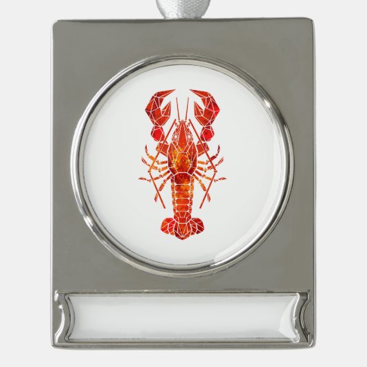 Roter polygonaler Hummer Banner-Ornament Silber (Vorderseite)