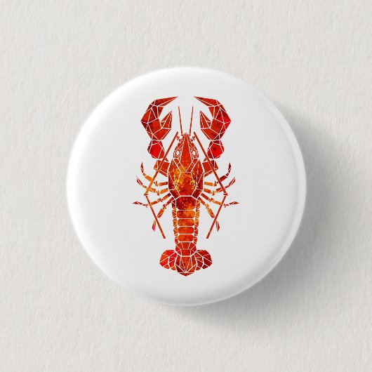 Roter polygonaler Hummer Button (Vorderseite)