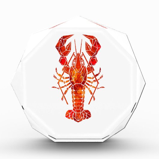 Roter polygonaler Hummer Fotoblock (Vorderseite)