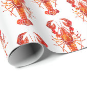 Roter polygonaler Hummer Geschenkpapier (Rolleneckpunkt)