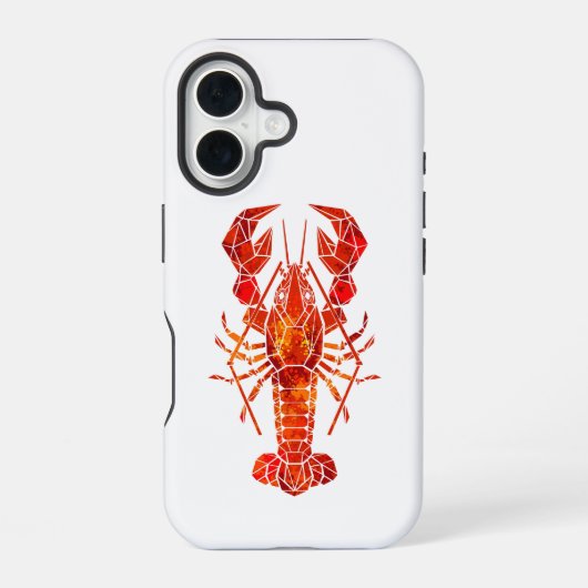 Roter polygonaler Hummer iPhone 16 Hülle (Rückseite)