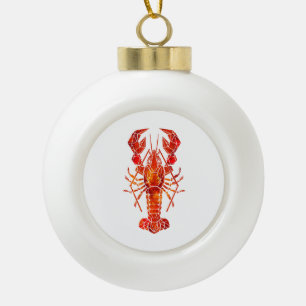 Roter polygonaler Hummer Keramik Kugel-Ornament