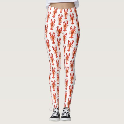 Roter polygonaler Hummer Leggings (Vorderseite)