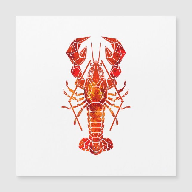 Roter polygonaler Hummer Magnetkarte (Vorderseite)
