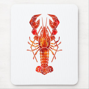 Roter polygonaler Hummer Mousepad