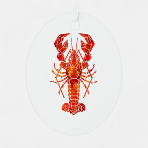 Roter polygonaler Hummer Ornament Aus Metall