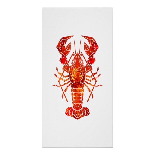 Roter polygonaler Hummer Poster (Vorderseite)