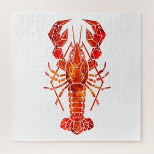 Roter Polygonaler Hummer Puzzle