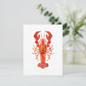 Roter polygonaler Hummer RSVP Karte (Stehend Vorderseite)