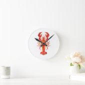 Roter polygonaler Hummer Runde Wanduhr (Zuhause)