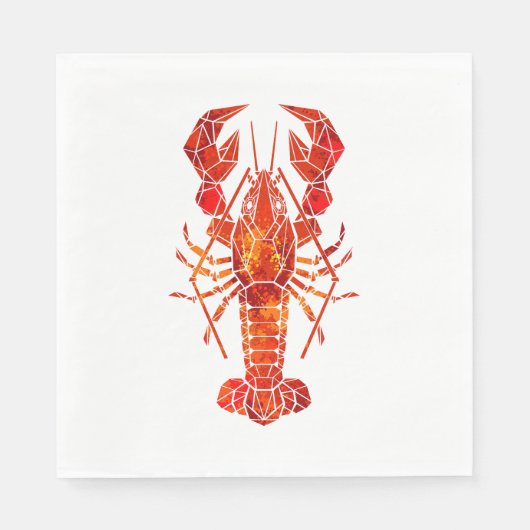 Roter polygonaler Hummer Serviette (Vorderseite)