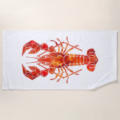 Roter Polygonaler Hummer Strandtuch (Vorderseite)