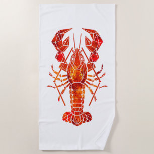 Roter Polygonaler Hummer Strandtuch