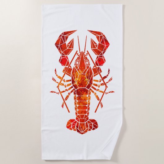 Roter Polygonaler Hummer Strandtuch (Vorderseite)