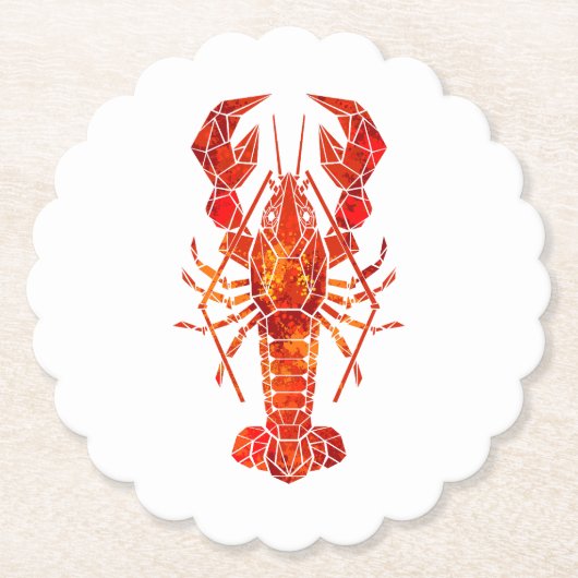 Roter polygonaler Hummer Untersetzer (Vorderseite)