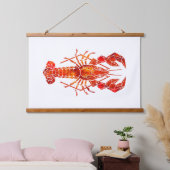 Roter Polygonaler Hummer Wandteppich Mit Holzrahmen (Schlafzimmer)