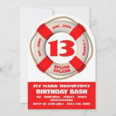 Roter Pool Donut, Pool Party Geburtstag Einladung (Vorderseite)